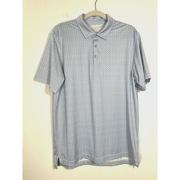 Vineyard Vines Performance Golf Polo Shirt Blue White Geometric Size Medium - Picture 1 of 14